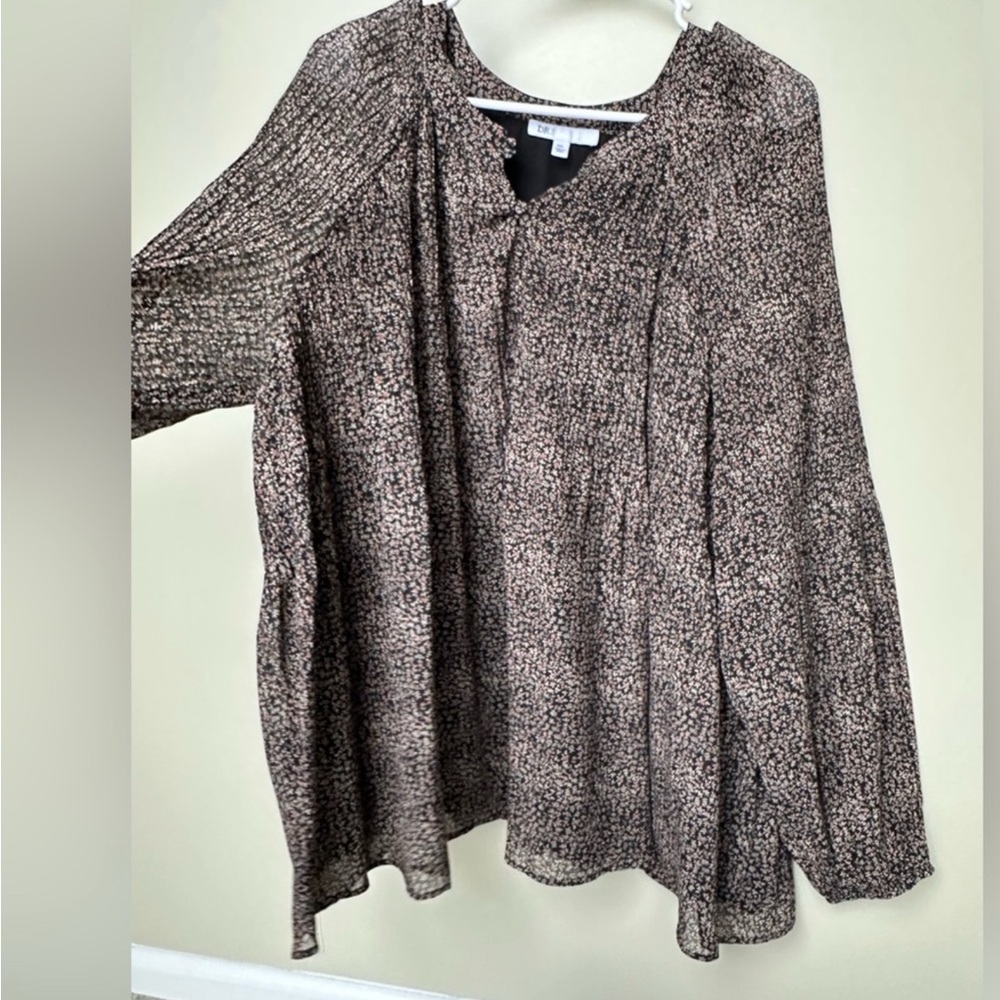 Flowy Brown flower print Blouse - Picture 5 of 10